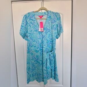 Lilly Pulitzer Sailynn Resort White Goombay Grooves Wrap Romper Dress XL NWT